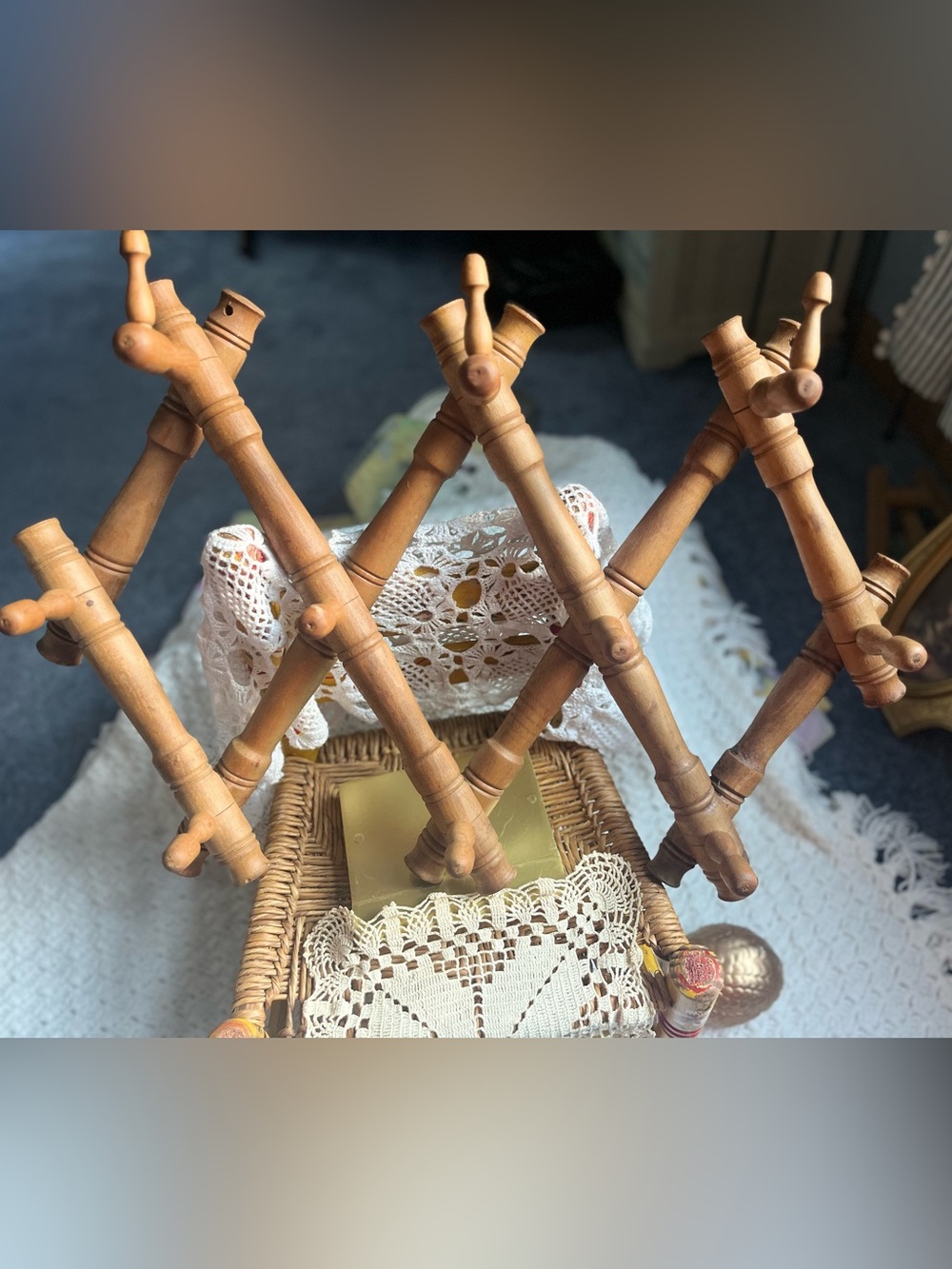 Antique Wooden Accordion-Bamboo look Style Rack - Light Brown